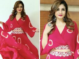 Raveena Tandon rocks in pink kaftan top and circular pants set worth Rs.59K for Ganesh Chaturthi