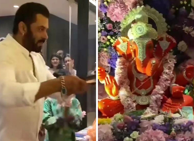 Salman Khan performs aarti at Arpita Khan's residence during Ganesh Chaturthi celebrations, watch video Salman Khan performs aarti at Arpita Khan's residence during Ganesh Chaturthi celebrations, watch video