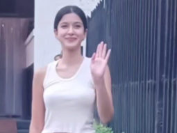Shanaya Kapoor smiles as she poses for paps