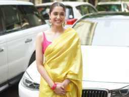 Sharvari Wagh arrives in a yellow traditional saree