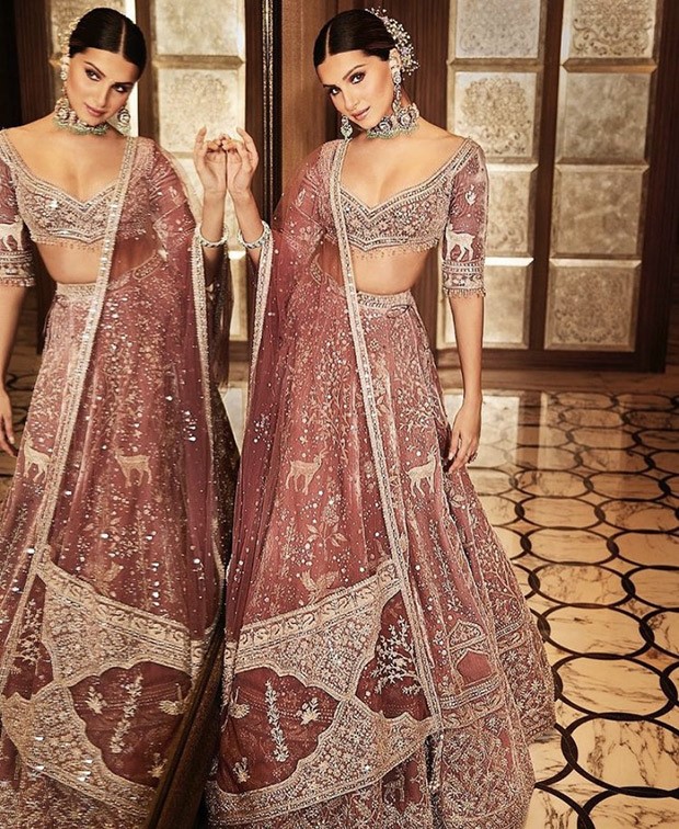 Tara Sutaria stuns in mauve velvet embellished lehenga for a bridal photo-shoot Tara Sutaria stuns in mauve velvet embellished lehenga for a bridal photo-shoot