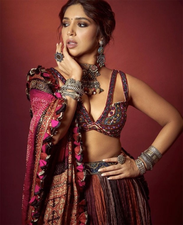 Bhumi Pednekar makes a charming hostess for her Diwali party donning a multicoloured lehenga by Abu Jani Sandeep Khosla with oxidised jewellery Bhumi Pednekar makes a charming hostess for her Diwali party donning a multicoloured lehenga by Abu Jani Sandeep Khosla with oxidised jewellery