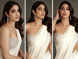 Janhvi Kapoor looks enchanting in an off white sari and strapless blouse as she promotes her film Mili in the city