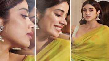 Janhvi Kapoor looks enchanting in lime green floral saree with bralette for Mili promotions