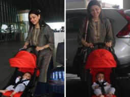 Kajal Aggarwal reveals face of son Neil at Mumbai airport; doesn’t hide from paparazzi