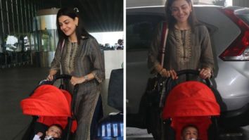 Kajal Aggarwal reveals face of son Neil at Mumbai airport; doesn’t hide from paparazzi