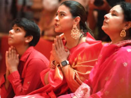 Kajol looks beautiful in red saree as she gets clicked at Durga Puja
