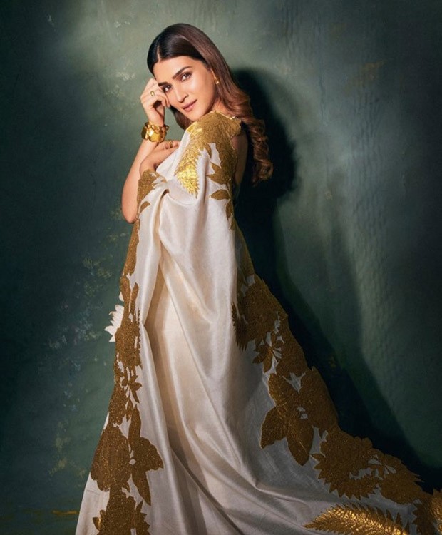 Kriti Sanon left her fans bedazzled in ivory and golden saree at Ayushmann Khurrana’s Diwali bash