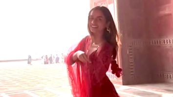 Manushi Chillar enjoys the beautiful Taj Mahal view in a red outfit