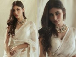 Mouni Roy looks enchanting in a dazzling white saree for Durga Ashtami celebrations