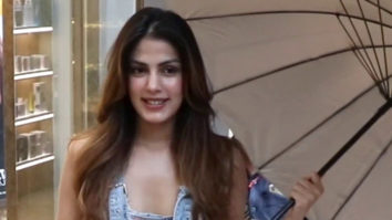 Rhea Chakraborty poses for paps in a denim look