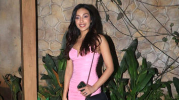 Sahher Bambba arrives in pretty pink dress