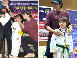 Shah Rukh Khan kisses Taimur Ali Khan while awarding him a medal at Taekwondo competition; poses with Kareena Kapoor Khan, Saif Ali Khan, Karisma Kapoor