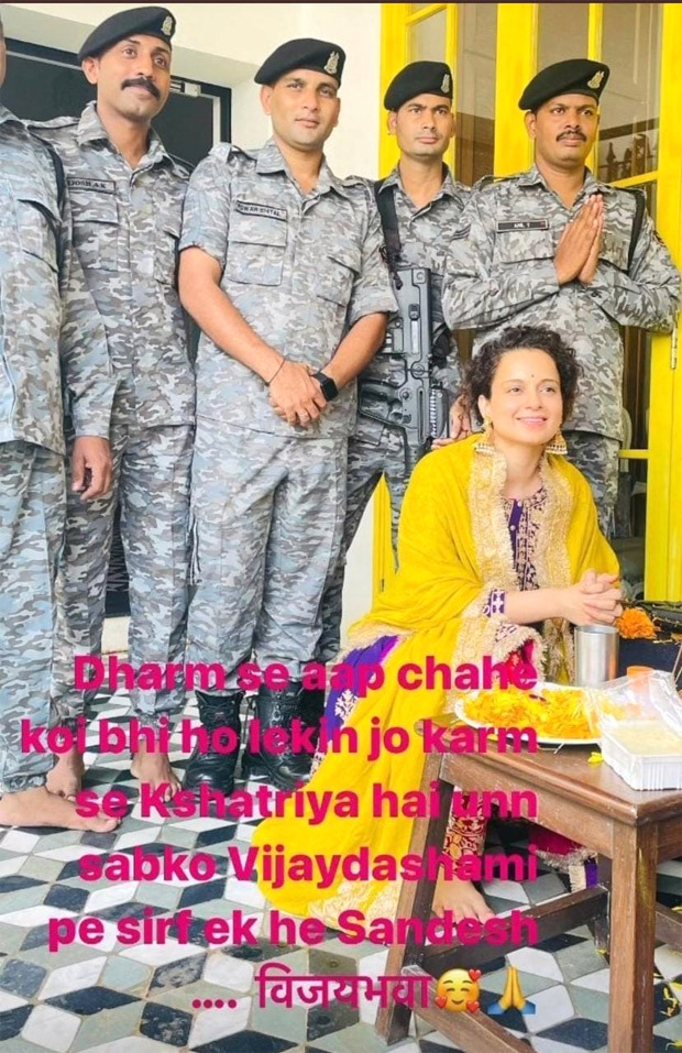 Kangana Ranaut worships rifles with soldiers to celebrate Vijayadashami; shares a special “Sandesh”