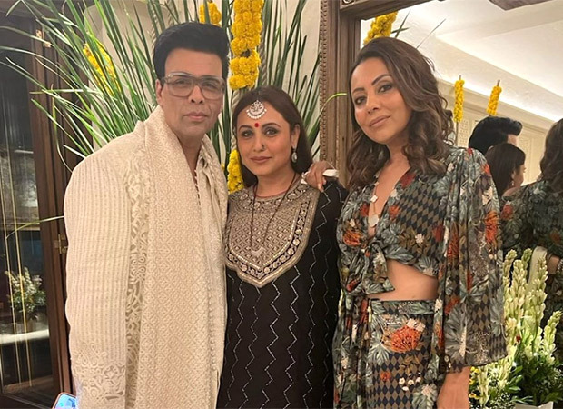 Gauri Khan poses with Karan Johar and Rani Mukerji at Diwali bash; see pic