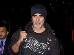 Akshay Kumar clicked in a green hoodie and a cap