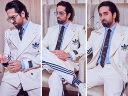 Ayushmann Khurrana looked dapper in a Gucci X Adidas suit at the evening soiree with Anna Wintour last evening in Mumbai