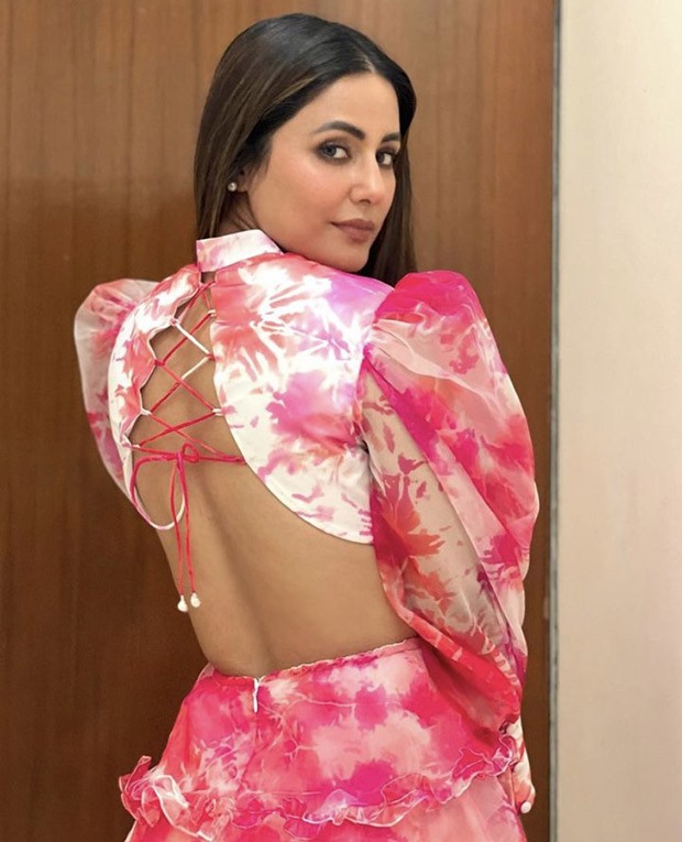 Hina Khan is a stylish diva in this backless tie-dye pink dress by Verano by Tanya