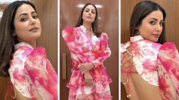 Hina Khan is a stylish diva in this backless tie-dye pink dress by Verano by Tanya