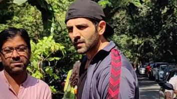 Kartik Aaryan gets clicked as he leaves from gym on his bike