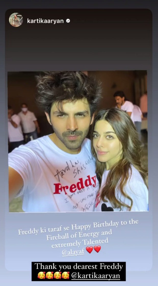 Kartik Aaryan pens a sweet birthday note for Freddy co-star Alaya F; calls her "Fireball of Energy and extremely Talented"