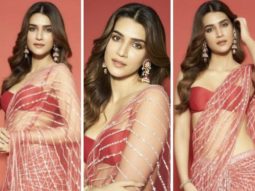 Kriti Sanon makes a statement in an embellished pink sheer sequin saree by Falguni & Shane peacock