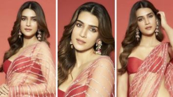 Kriti Sanon makes a statement in an embellished pink sheer sequin saree by Falguni & Shane peacock
