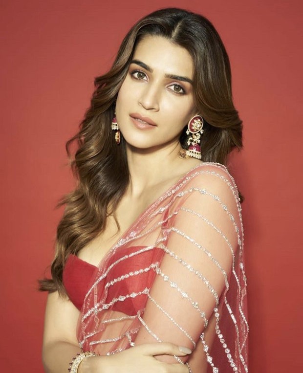 Kriti Sanon makes a statement in an embellished pink sheer sequin saree by Falguni & Shane peacock