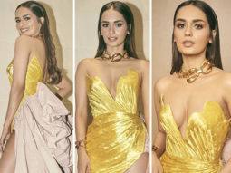 Manushi Chhillar casts a magical spell at Filmfare Middle East in gold structured gown