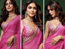 Mrunal Thakur is epitome of grace and elegance in a sheer silk pink saree