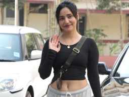 Neha Sharma flashes her cute smile for paps outside gym