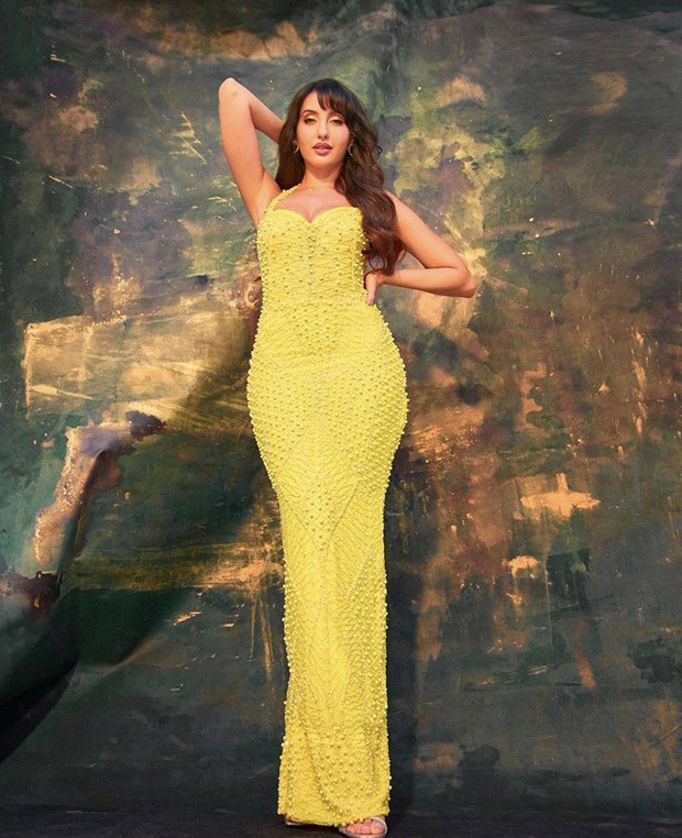 Nora Fatehi shines bright in Fjola Nila’s yellow mermaid cut gown