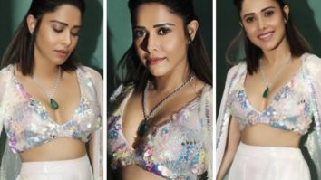Nusshrrat Bharuccha channels her inner white swan in a sequin bralette and sharara suit