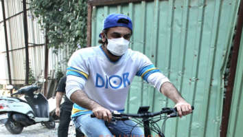 Photos: Ranbir Kapoor snapped riding an e-bike in Bandra