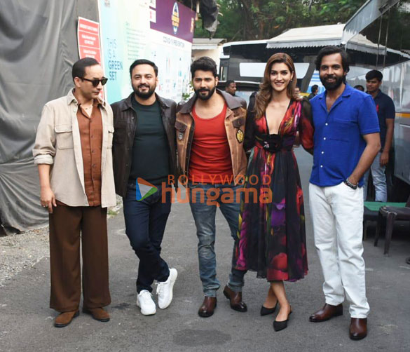 photos varun dhawan kriti sanon deepak dobriyal abhishek banerjee and amar kaushik snapped promoting 3