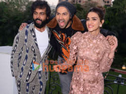 Photos: Varun Dhawan, Kriti Sanon and Abhishek Banerjee snapped promoting Bhediya