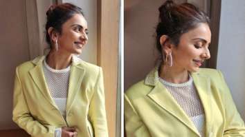 Rakul Preet Singh is ultimate boss babe in lime yellow blazer skirt set worth Rs. 40K