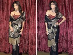 Shilpa Shetty is a sight to behold in an Anand Kabra black & gold saree worth Rs. 91
