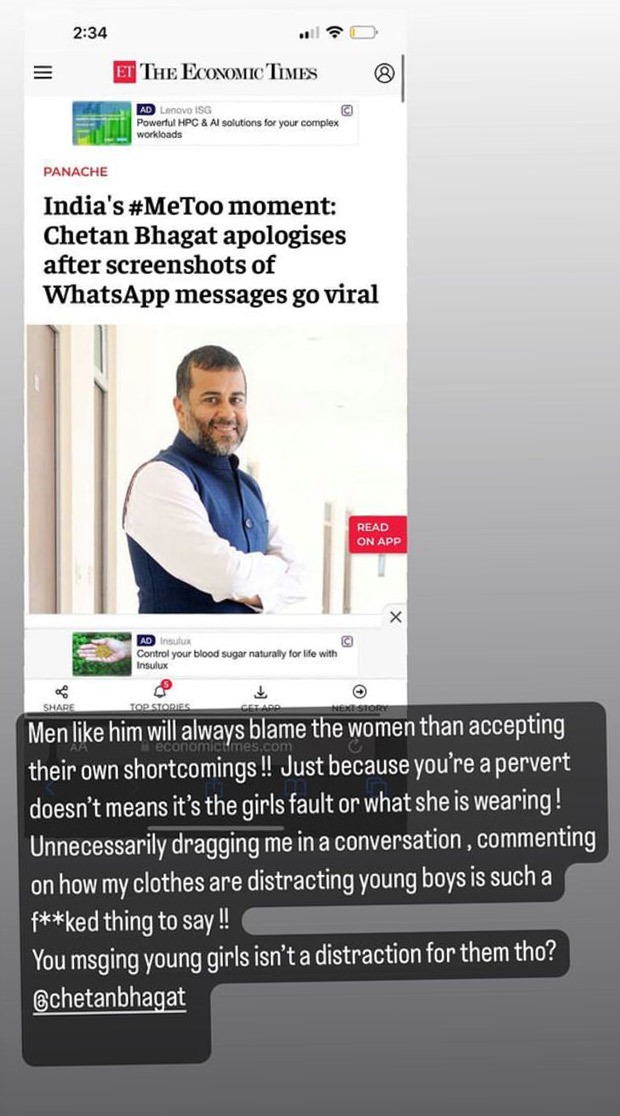 Uorfi Javed slams Chetan Bhagat for his “distracting youth” remark; says, “Because you're a pervert doesn't mean it's the girl's fault”