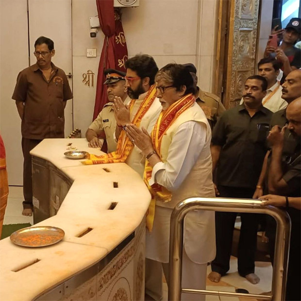 As Uunchai releases in theatres, Amitabh Bachchan visits Mumbai’s Siddhivinayak Temple to seek blessings.
