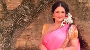 Zareen Khan looks elegant in a pink saree