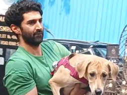 Aditya Roy Kapur gets clicked outside a pet clinic with his dog