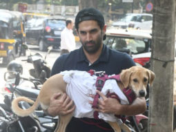 Aditya Roy Kapur gets clicked outside dog clinic with his adorable pet