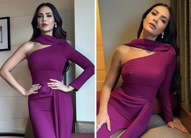 Esha Gupta is simply scintillating in a purple off-the-shoulder gown with a thigh-high slit : Bollywood News - Vimarsana News