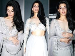 Jacqueline Fernandez is nothing less than a princess is in a pearl grey lehenga for Cirkus promotions