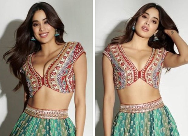 Janhvi Kapoor draws our attention to colour in a green and blue lehenga by Anita Dongre worth Rs. 1.40 lakh : Bollywood News