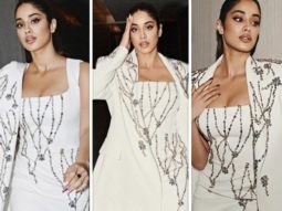 Janhvi Kapoor embraces the holiday season in a white embellished mini dress and jacket
