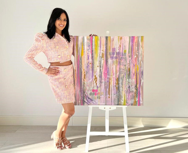 London based artist Shreena Patel makes a beautiful painting for Rishi Rich