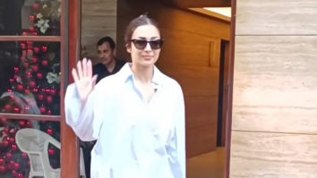 Malaika Arora waves at paps in oversized blue shirt
