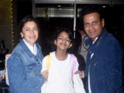 Manoj Bajpayee poses with family at the airport